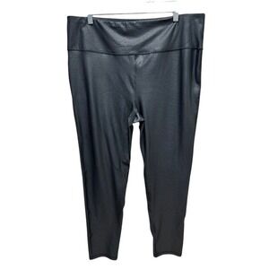 Mono B Women's Activewear Black Faux‎ Leather Textured Leggings Size 3XL
